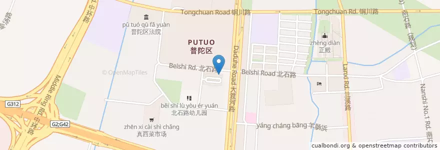 Mapa de ubicacion de 中国建设银行CCB en 中国, 上海市, 普陀区.
