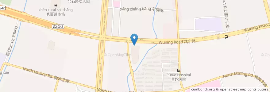 Mapa de ubicacion de KFC en 中国, 上海市, 普陀区.