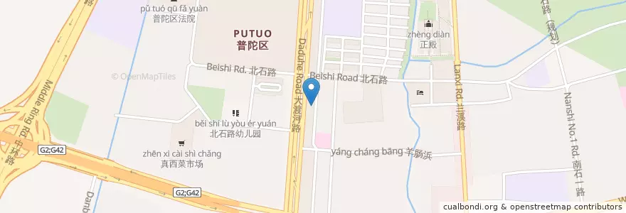 Mapa de ubicacion de 竹根楼 en Çin, Şanghay, Putuo.