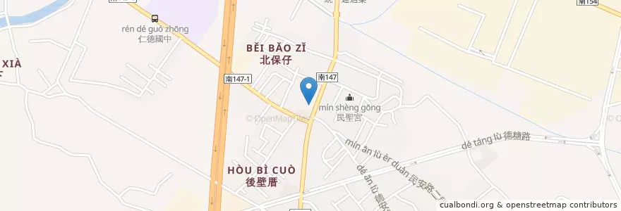 Mapa de ubicacion de 八方雲集 en Taïwan, Tainan, District De Rende.