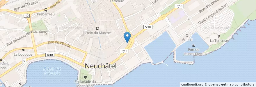 Mapa de ubicacion de Raffeisen en Suíça, Neuchâtel, Lac De Neuchâtel (Ne), Neuchâtel.