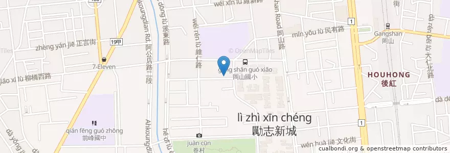 Mapa de ubicacion de 康樂漢堡 en Taiwan, Kaohsiung, Gangshan District.