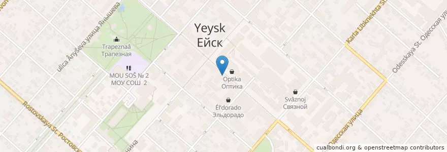 Mapa de ubicacion de Почта Банк en روسيا, منطقة فيدرالية جنوبية, منطقة كراسنودار, Ейский Район, Ейское Городское Поселение.