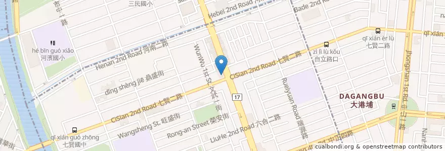 Mapa de ubicacion de 彩色巴黎中華店 en Tayvan, Kaohsiung, 三民區, 前金區.