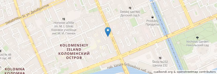 Mapa de ubicacion de Северная столица en Russie, District Fédéral Du Nord-Ouest, Oblast De Léningrad, Saint-Pétersbourg, Адмиралтейский Район.