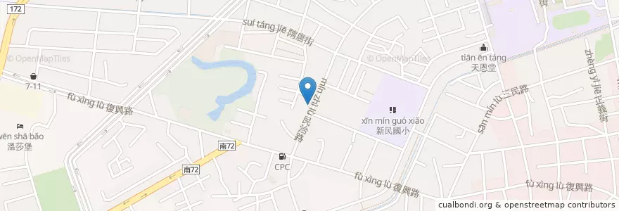 Mapa de ubicacion de 合作金庫商業銀行 en Taiwan, Tainan, 新營區.