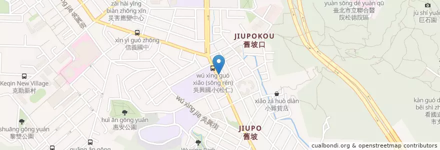 Mapa de ubicacion de 周胖子餃子館 en 臺灣, 新北市, 臺北市, 信義區.