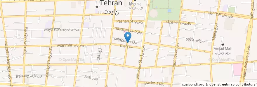 Mapa de ubicacion de تالار en إیران, طهران, مقاطعة طهران, طهران, بخش مرکزی شهرستان تهران.