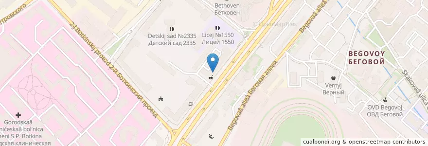 Mapa de ubicacion de Главпирог en Russia, Distretto Federale Centrale, Москва, Северный Административный Округ, Район Беговой.