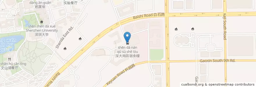 Mapa de ubicacion de 深大南区宿舍楼站 en China, Cantão, Shenzhen, 南山区, 粤海街道.
