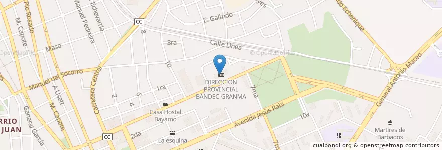 Mapa de ubicacion de DIRECCION PROVINCIAL BANDEC GRANMA en キューバ, Granma, Bayamo, Ciudad De Bayamo.