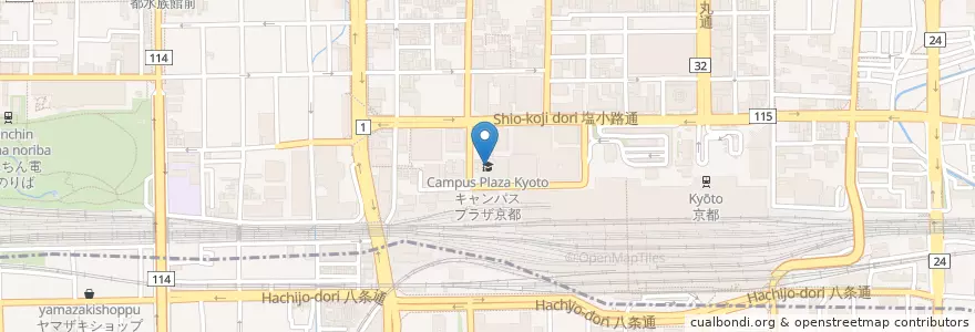 Mapa de ubicacion de キャンパスプラザ京都 en اليابان, 京都府, 京都市, 下京区.