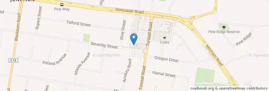 Mapa de ubicacion de East Alley en オーストラリア, ビクトリア, City Of Manningham.