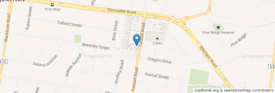 Mapa de ubicacion de Black Stag Cafe en Australia, Victoria, City Of Manningham.