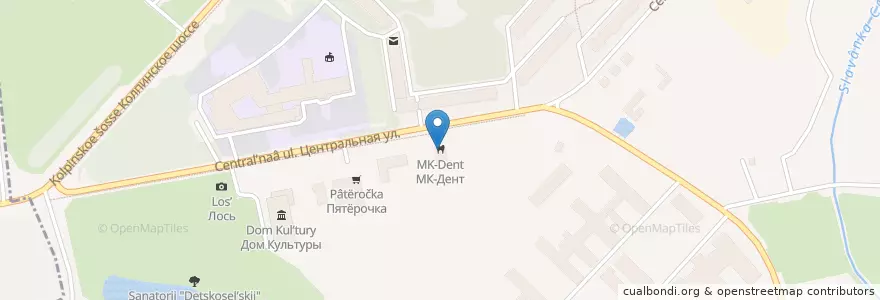 Mapa de ubicacion de МК-Дент en Russie, District Fédéral Du Nord-Ouest, Oblast De Léningrad, Saint-Pétersbourg, Пушкинский Район, Шушары.