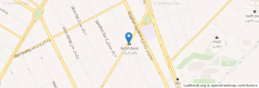 Mapa de ubicacion de بانک رفاه en İran, Elburz Eyaleti, شهرستان کرج, بخش مرکزی شهرستان کرج, کرج.
