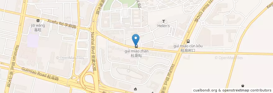 Mapa de ubicacion de 桂庙站 en 中国, 广东省, 深圳市, 南山区, 粤海街道.