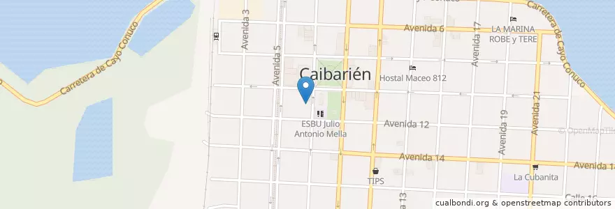 Mapa de ubicacion de América en Cuba, Villa Clara, Caibarién, Ciudad De Caibarién.