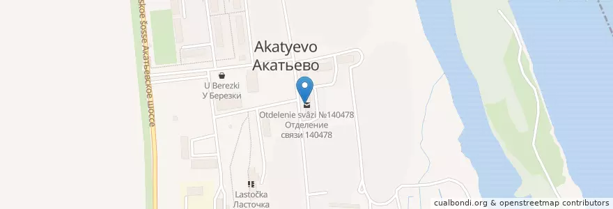 Mapa de ubicacion de Отделение связи №140478 en Rusia, Distrito Federal Central, Óblast De Moscú, Коломенский Городской Округ.