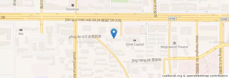 Mapa de ubicacion de 吃点串吧 en 中国, 北京市, 河北省, 朝阳区.