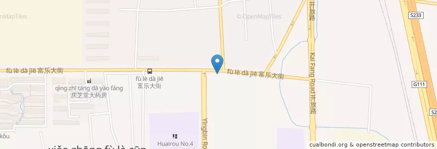 Mapa de ubicacion de 怀柔公共自行车大中富乐村口站 en Chine, Pékin, Hebei, 怀柔区 / Huairou.