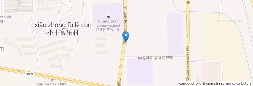 Mapa de ubicacion de 怀柔公共自行车京北职校站 en چین, پکن, هبئی, 怀柔区 / Huairou.