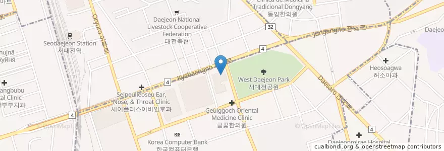 Mapa de ubicacion de CBS대전방송 en 대한민국, 대전, 중구.