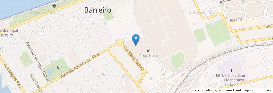 Mapa de ubicacion de Castello Lopes Forum Barreiro en 葡萄牙, Área Metropolitana De Lisboa, Setúbal, Península De Setúbal, Barreiro, Barreiro E Lavradio.