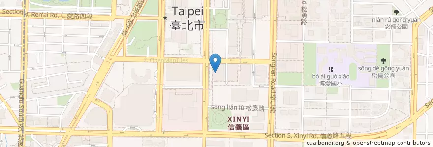 Mapa de ubicacion de 布丁狗餐廳 en تايوان, تايبيه الجديدة, تايبيه, 信義區.