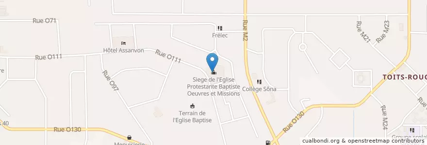 Mapa de ubicacion de Siege de l'Eglise Protestante Baptiste Oeuvres et Missions en Fildişi Sahili, Abican, Yopougon.
