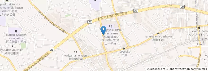 Mapa de ubicacion de 元気心薬房 en ژاپن, 東京都, 世田谷区.