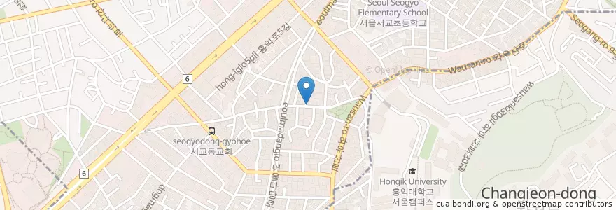 Mapa de ubicacion de 국시집 en كوريا الجنوبية, سول, 마포구, 서교동.