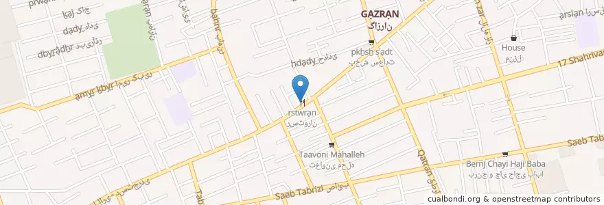 Mapa de ubicacion de رستوران en Iran, East Azerbaijan Province, Tabriz County, بخش مرکزی شهرستان تبریز, Tabriz.