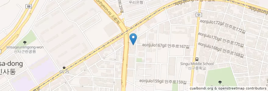 Mapa de ubicacion de 오라클성형외과 en Corée Du Sud, Séoul, 강남구, 신사동, 압구정동.
