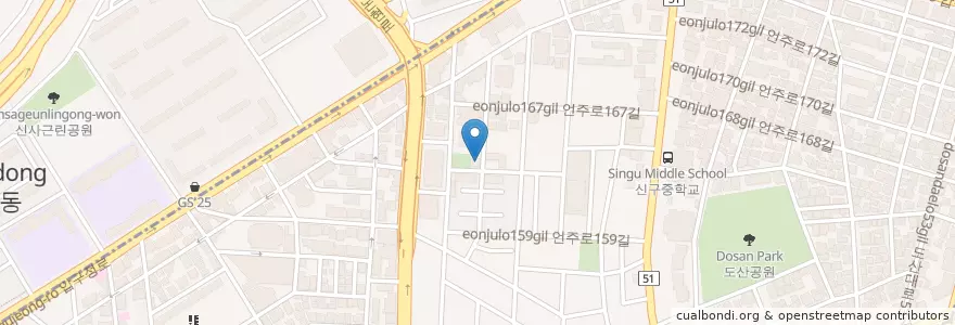 Mapa de ubicacion de 사보텐 본점 en Республика Корея, Сеул, 강남구, 신사동, 압구정동.