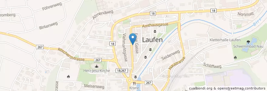 Mapa de ubicacion de Kern en Schweiz/Suisse/Svizzera/Svizra, Basel-Landschaft, Bezirk Laufen, Laufen.