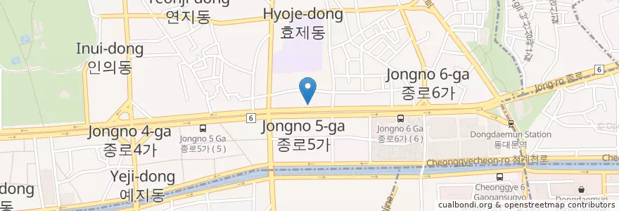 Mapa de ubicacion de 진향족발 en Südkorea, Seoul, 종로구, 종로5·6가동.