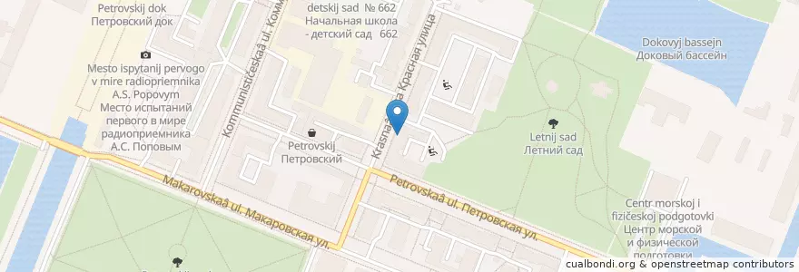 Mapa de ubicacion de Почтовое отделение №197763 en Russie, District Fédéral Du Nord-Ouest, Oblast De Léningrad, Saint-Pétersbourg, Кронштадтский Район, Кронштадт.