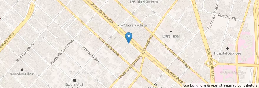 Mapa de ubicacion de Santander Select en Brésil, Région Sud-Est, São Paulo, Região Geográfica Intermediária De São Paulo, Região Metropolitana De São Paulo, Região Imediata De São Paulo, São Paulo.
