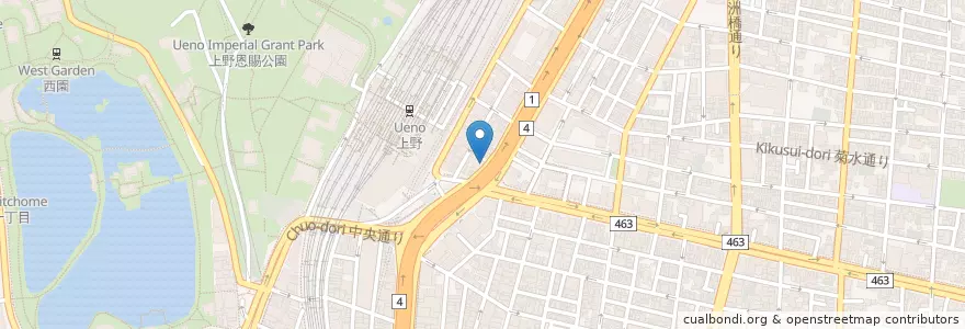 Mapa de ubicacion de てんや en ژاپن, 東京都, 台東区.