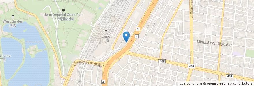 Mapa de ubicacion de 酒場 ヤスキチ en ژاپن, 東京都, 台東区.