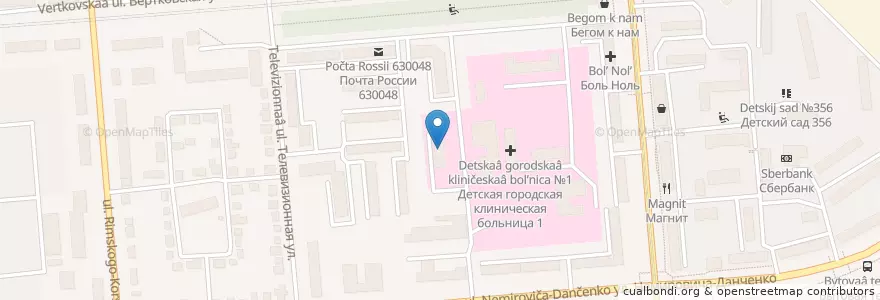 Mapa de ubicacion de Родильный дом N6 en روسيا, Сибирский Федеральный Округ, نوفوسيبيرسك أوبلاست, Городской Округ Новосибирск.