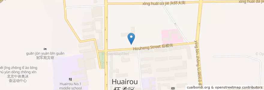 Mapa de ubicacion de 怀柔公共自行车怀柔区委站 en 中国, 北京市, 河北省, 怀柔区.