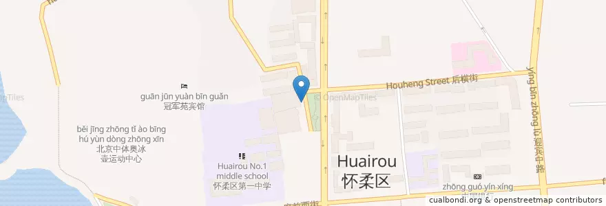 Mapa de ubicacion de 怀柔公共自行车青春公园站 en Cina, Pechino, Hebei, 怀柔区 / Huairou.