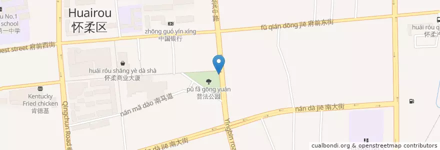 Mapa de ubicacion de 怀柔公共自行车商业街东口站 en China, Peking, Hebei, 怀柔区 / Huairou.