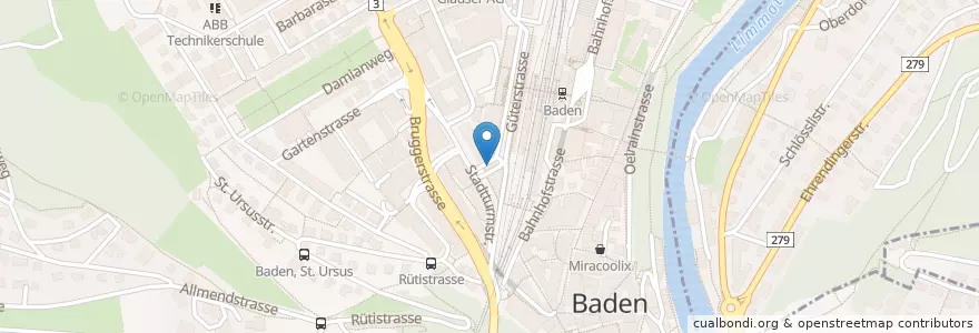 Mapa de ubicacion de Langhaus en İsviçre, Aargau, Bezirk Baden, Baden.