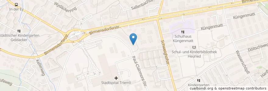 Mapa de ubicacion de Kindergarten Birmensdorferstrasse en Switzerland, Zurich, District Zurich, Zurich.