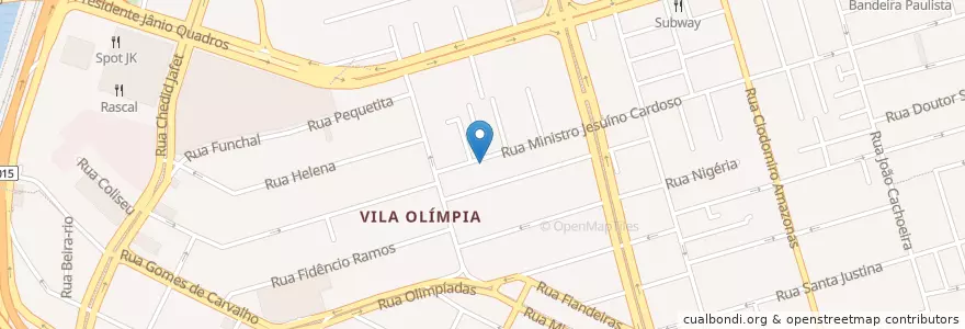 Mapa de ubicacion de DeRose Method Vila Olímpia en 브라질, 남동지방, 상파울루, Região Geográfica Intermediária De São Paulo, Região Metropolitana De São Paulo, Região Imediata De São Paulo, 상파울루.