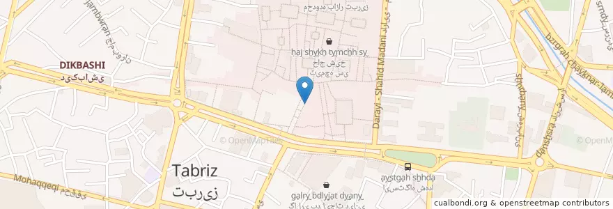 Mapa de ubicacion de بانک صادرات en Irán, Azerbaiyán Oriental, شهرستان تبریز, بخش مرکزی شهرستان تبریز, تبریز.