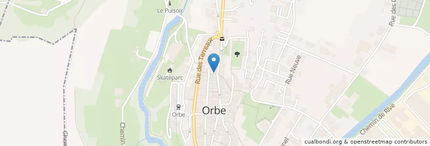 Mapa de ubicacion de Chez Campus en Suíça, Vaud, District Du Jura-Nord Vaudois, Orbe.